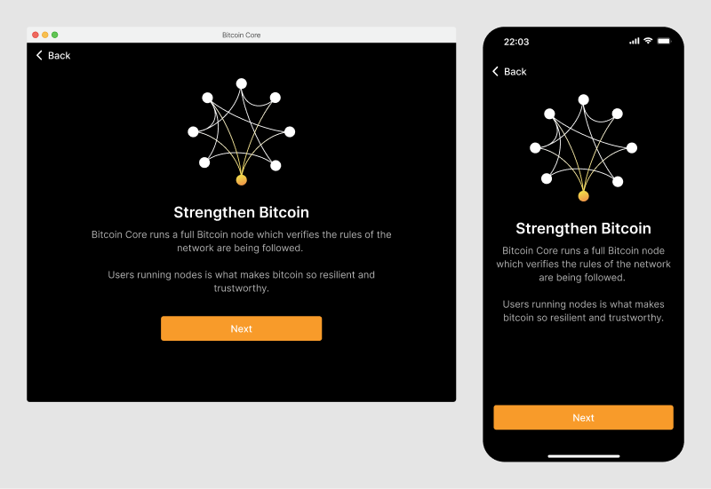 Desktop and mobile layouts of an onboarding screen