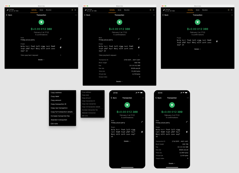 A transaction details screen