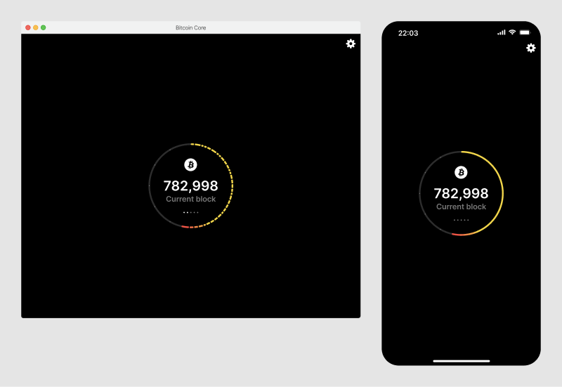 Desktop and mobile screens showing the block clock