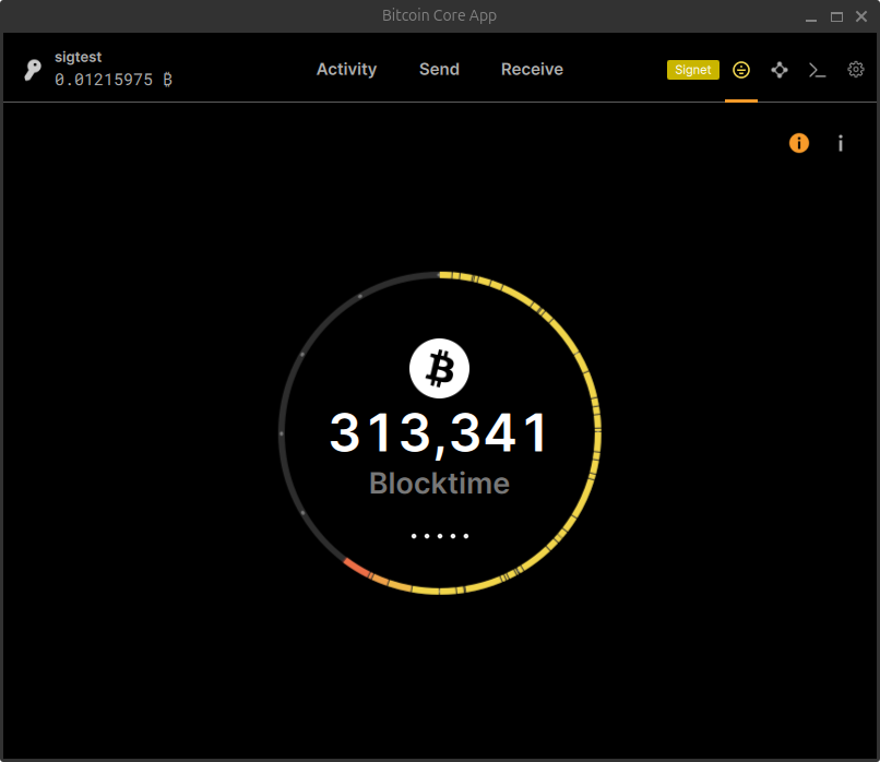 Bitcoin Core App block status screen