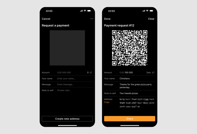 A form to create a new payment request on a smartphone layout