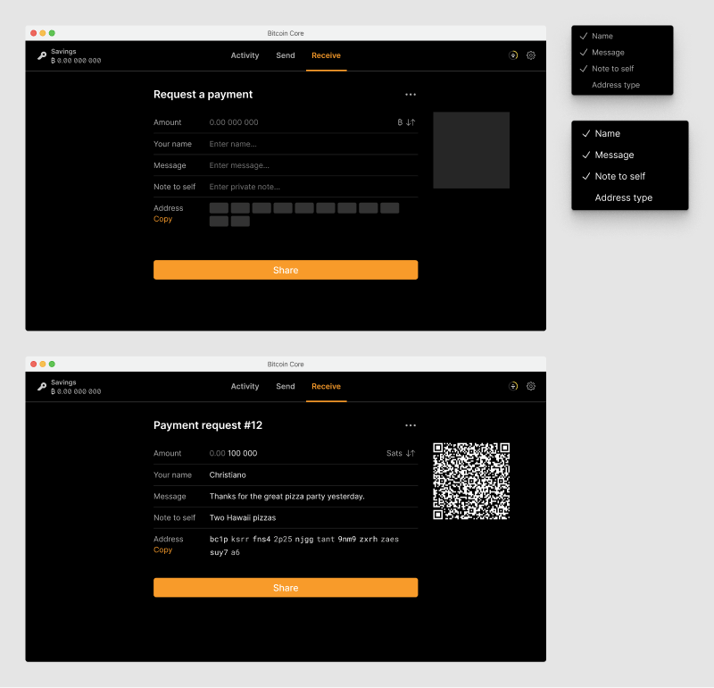 A form to create a new payment request