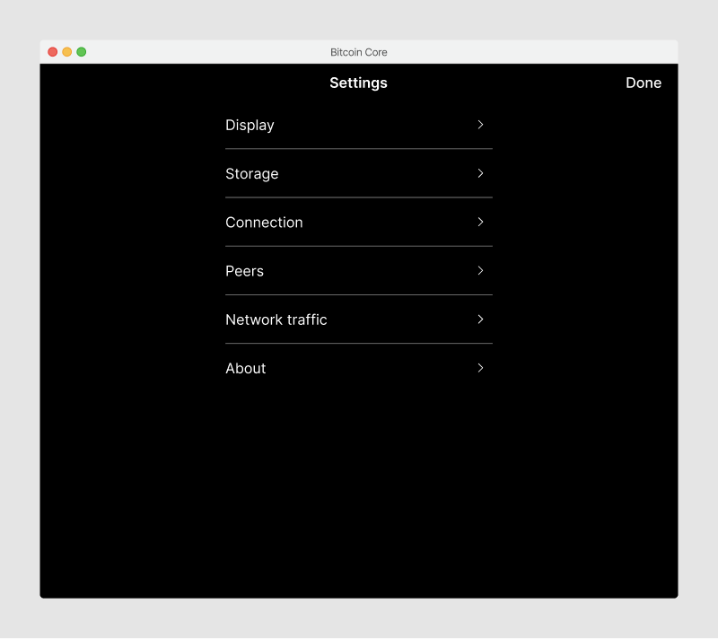 Application screen showing various settings